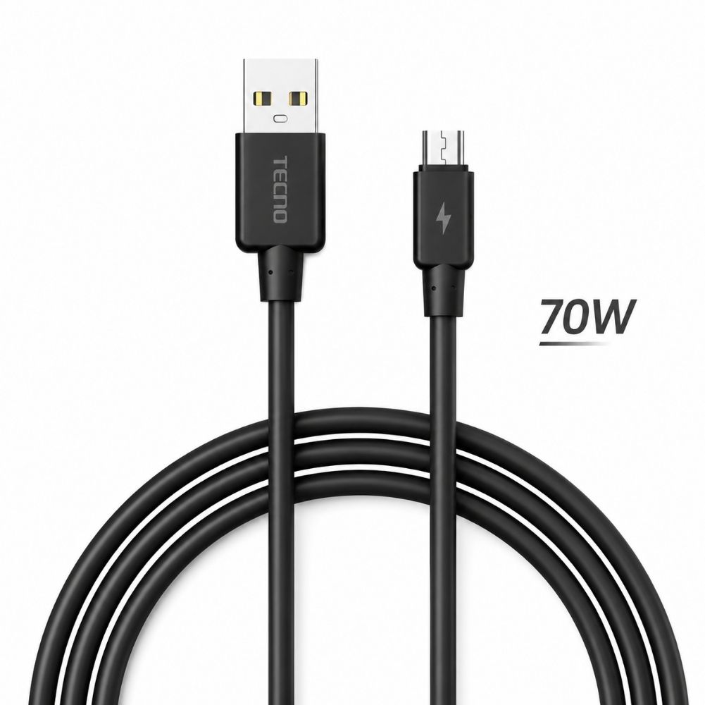 Tecno 70W Usb-A to Micro Hızlı Data ve Şarj Kablosu 1m Siyah TCD-M11